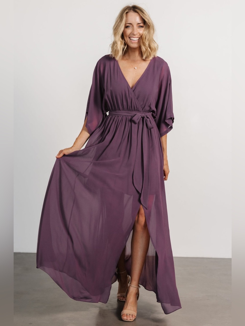 Baltic Born Kia Kimono Maxi Dress in Vintage Plum Size L New With Tags